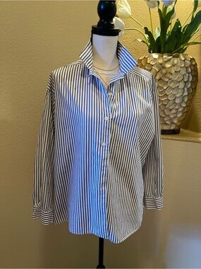 Ruff Hewn Black and White Striped Button-Down Shirt